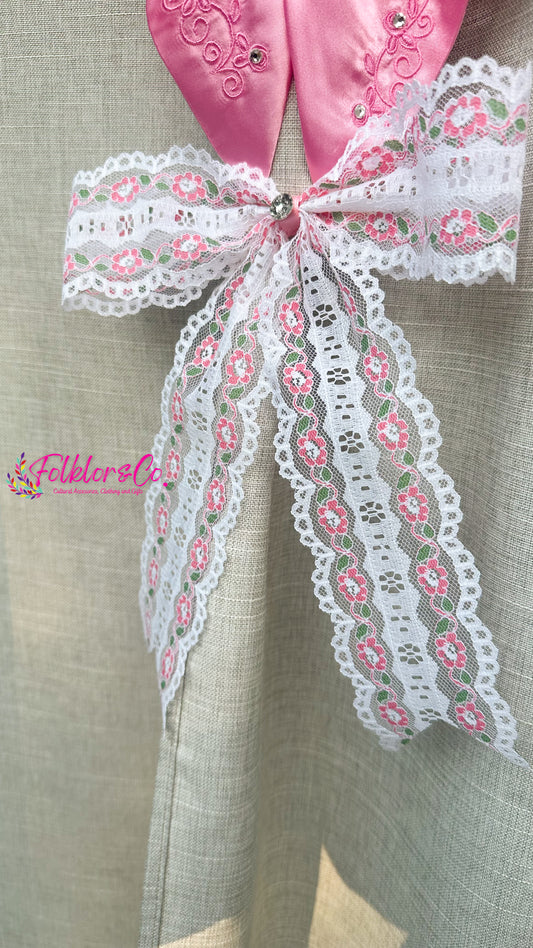Pink Lace Hair Bow