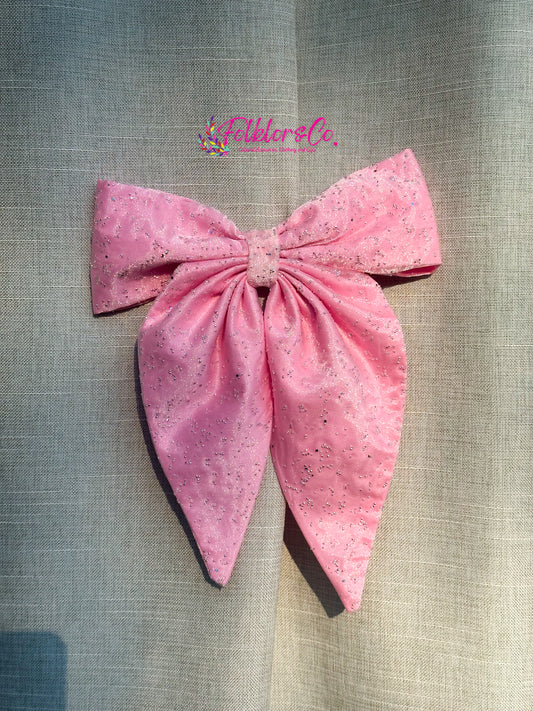 Pink Glitter Hair Bow