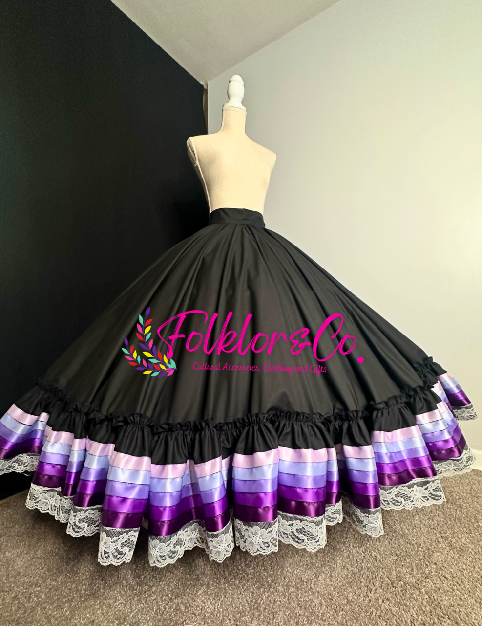 Purple Ombré Black Skirt