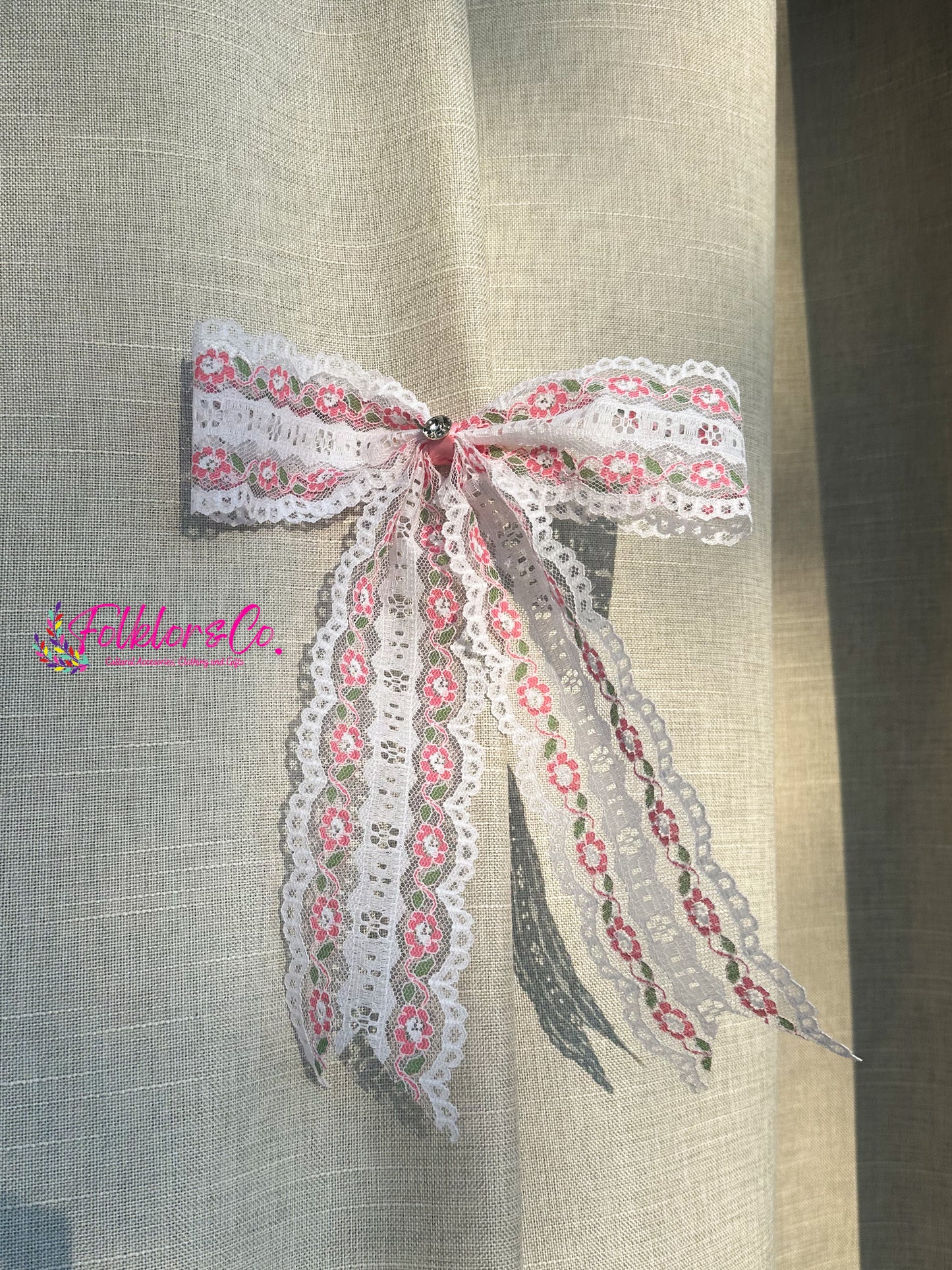 Pink Lace Hair Bow