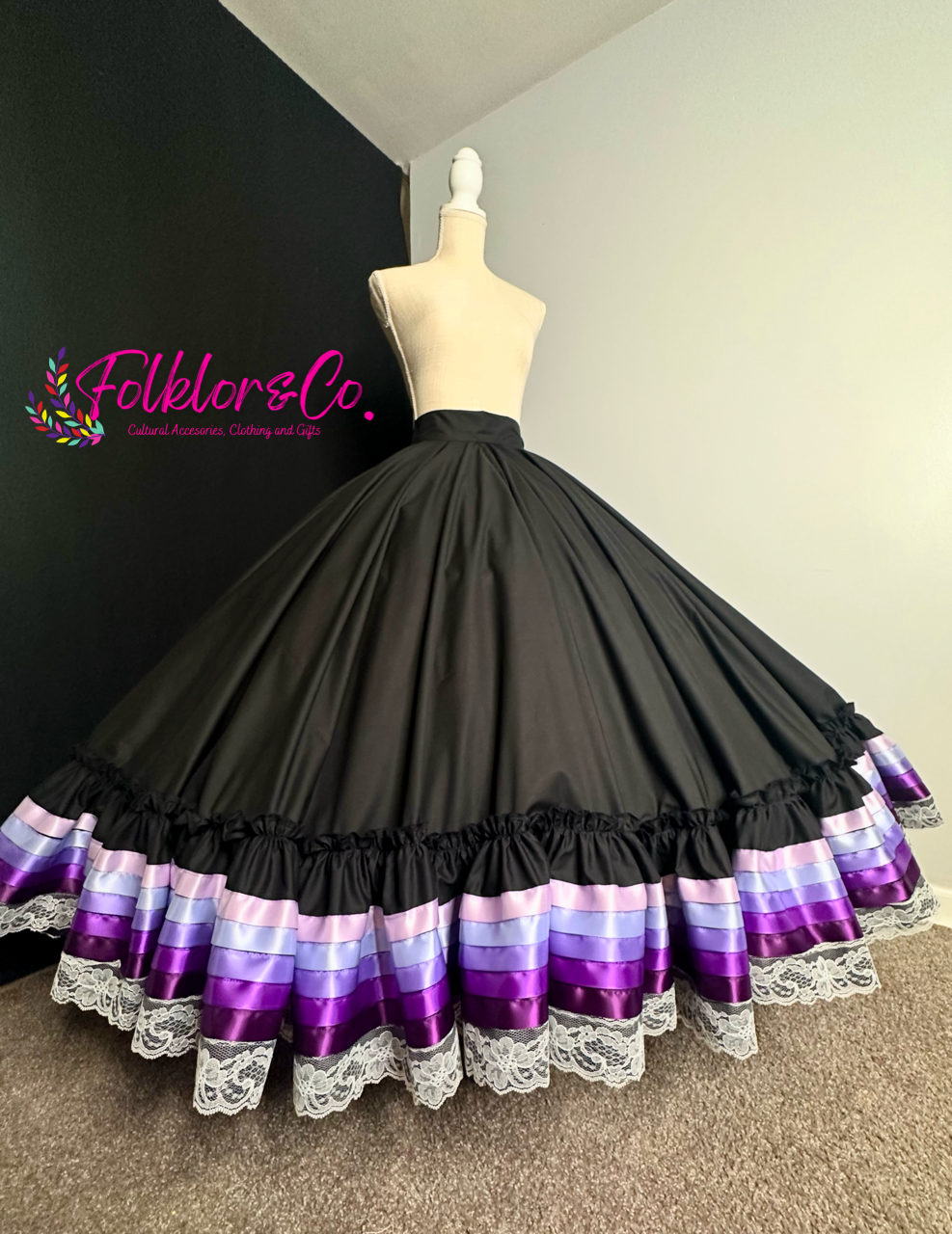 Purple Ombré Black Skirt