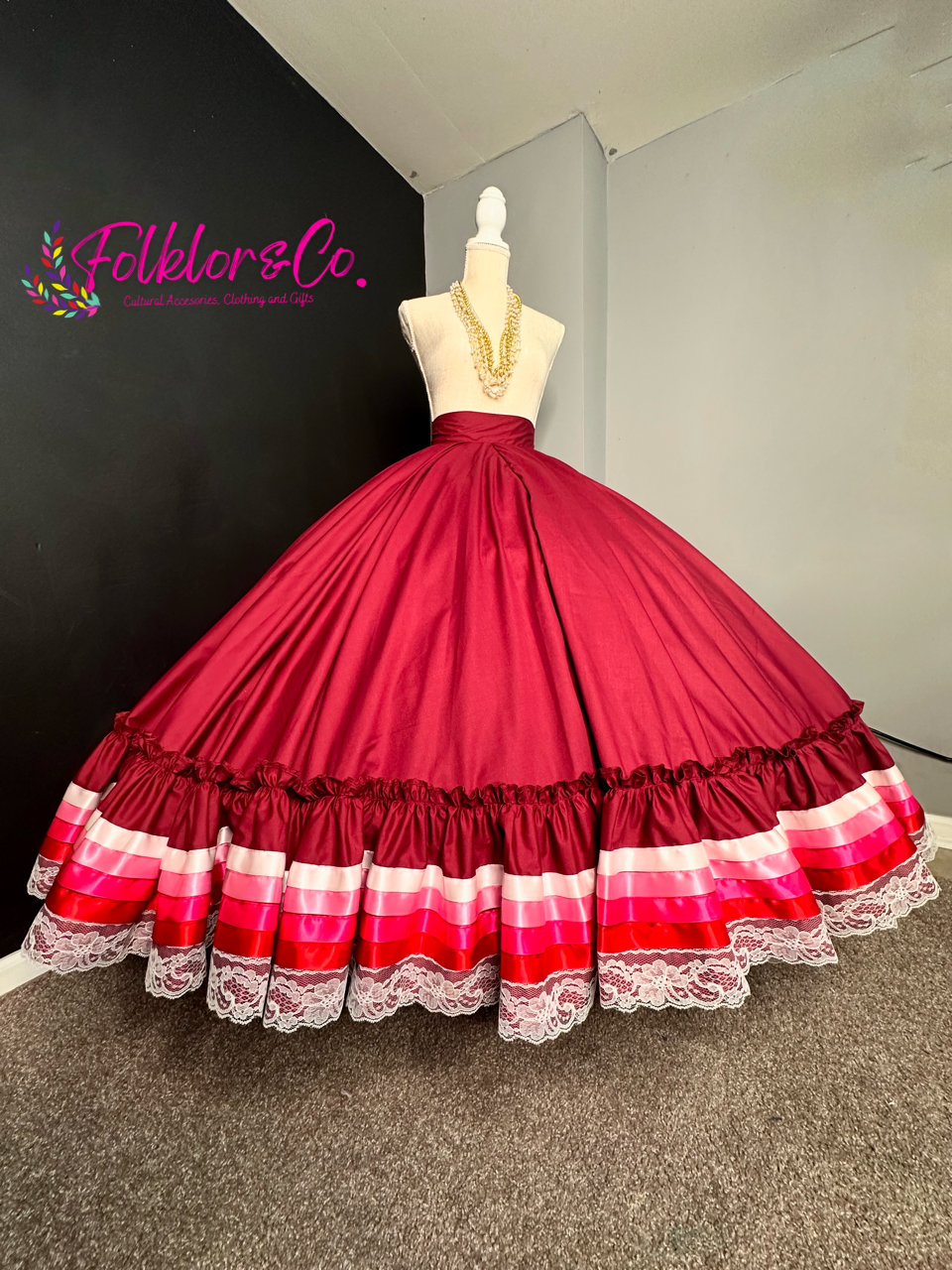 Burgundy Red Ombré Practice Skirt