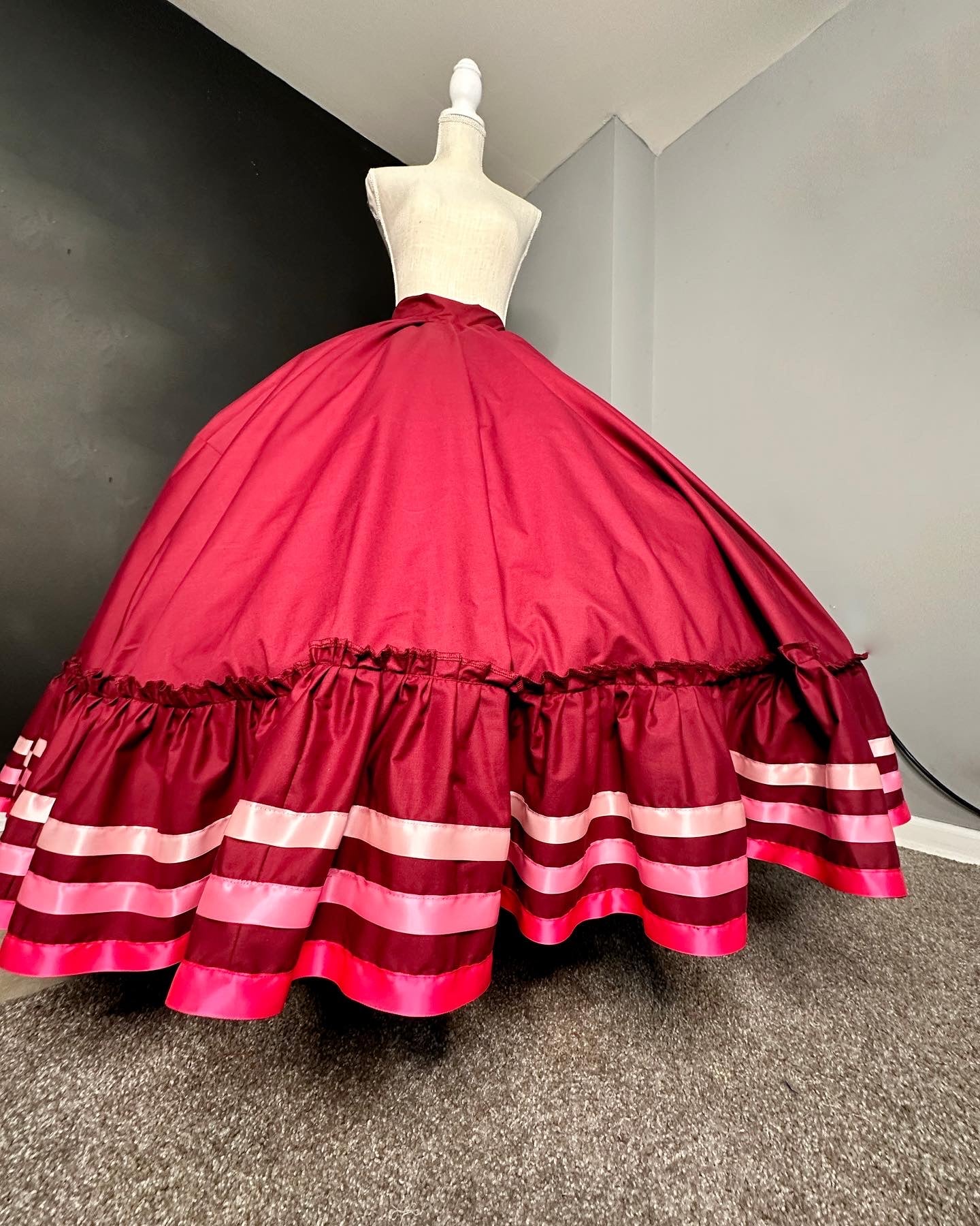 Burgundy Practice Skirt 3-Ribbons